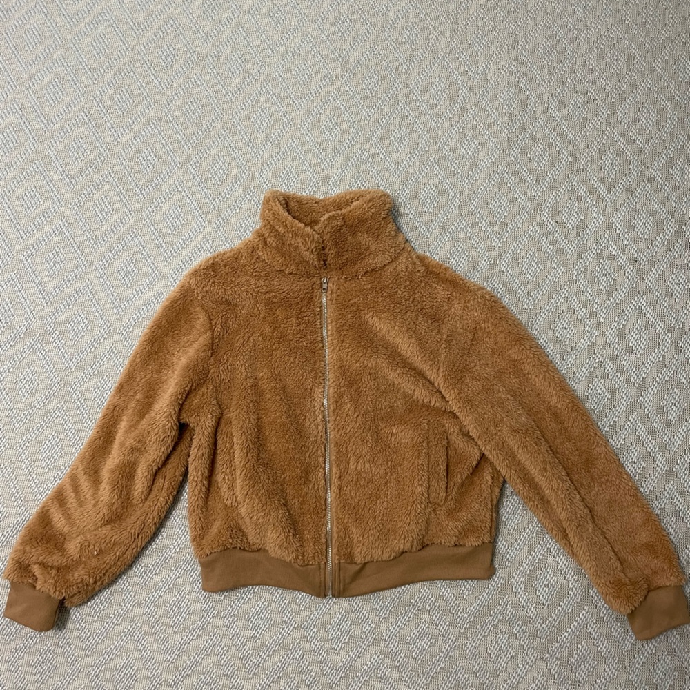 Brown teddy jacket, size XS